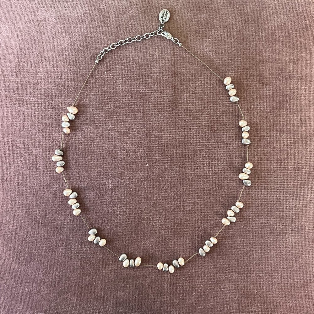 Anne Klein Necklace with Seed Pearls and Silver Beads Approx 20" Length